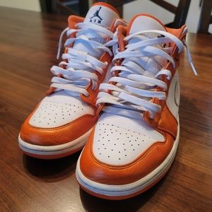 Nike Shoes Nike Air Jordan 1 Mid Se Electro Orange White Black Mens size 10